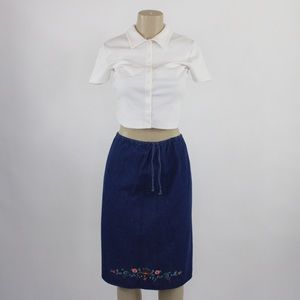 90s Faded Glory drawstring navy blue skirt